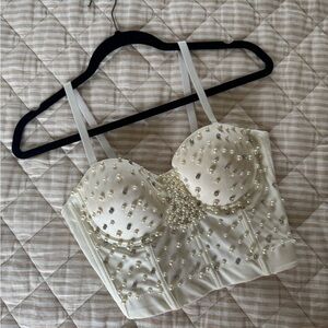 Elegant Cream Beaded Bustier